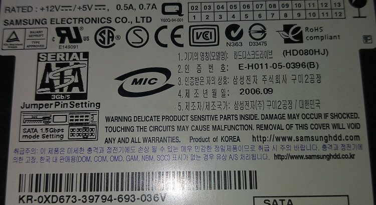 Disco duro Samsung 80 gb 5 €